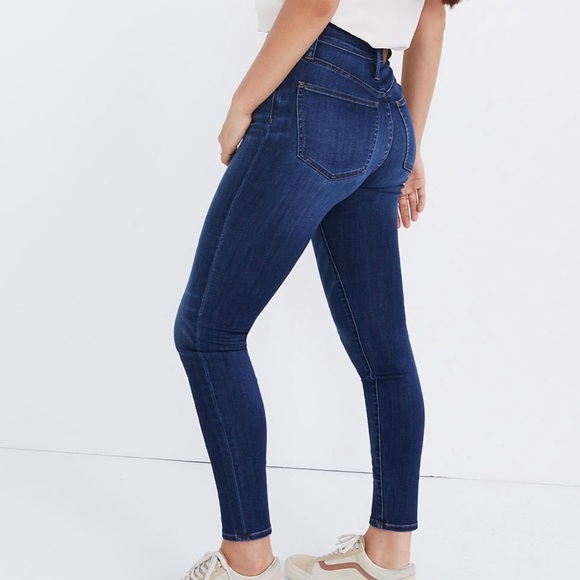 MADEWELL Women’s Curvy High-Rise Skinny Blue Denim Jeans 29 Tall - Picture 3 of 15